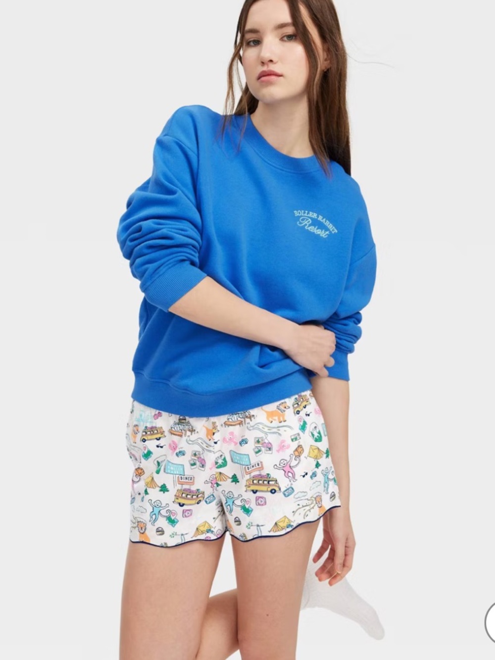 💗🐰Roller Rabbit x Target Crewneck Pullover Sweatshirt Light Aqua NWT Sz M
